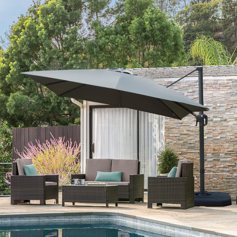 Parasol en porte-à-faux Shellise, 11,48 pi x 8,86 pi, Gris