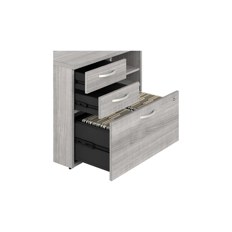 Classeur latéral à 2 tiroirs Hybrid, Gris platine