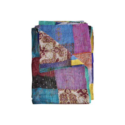 Kantha Quilted Throw Blanket