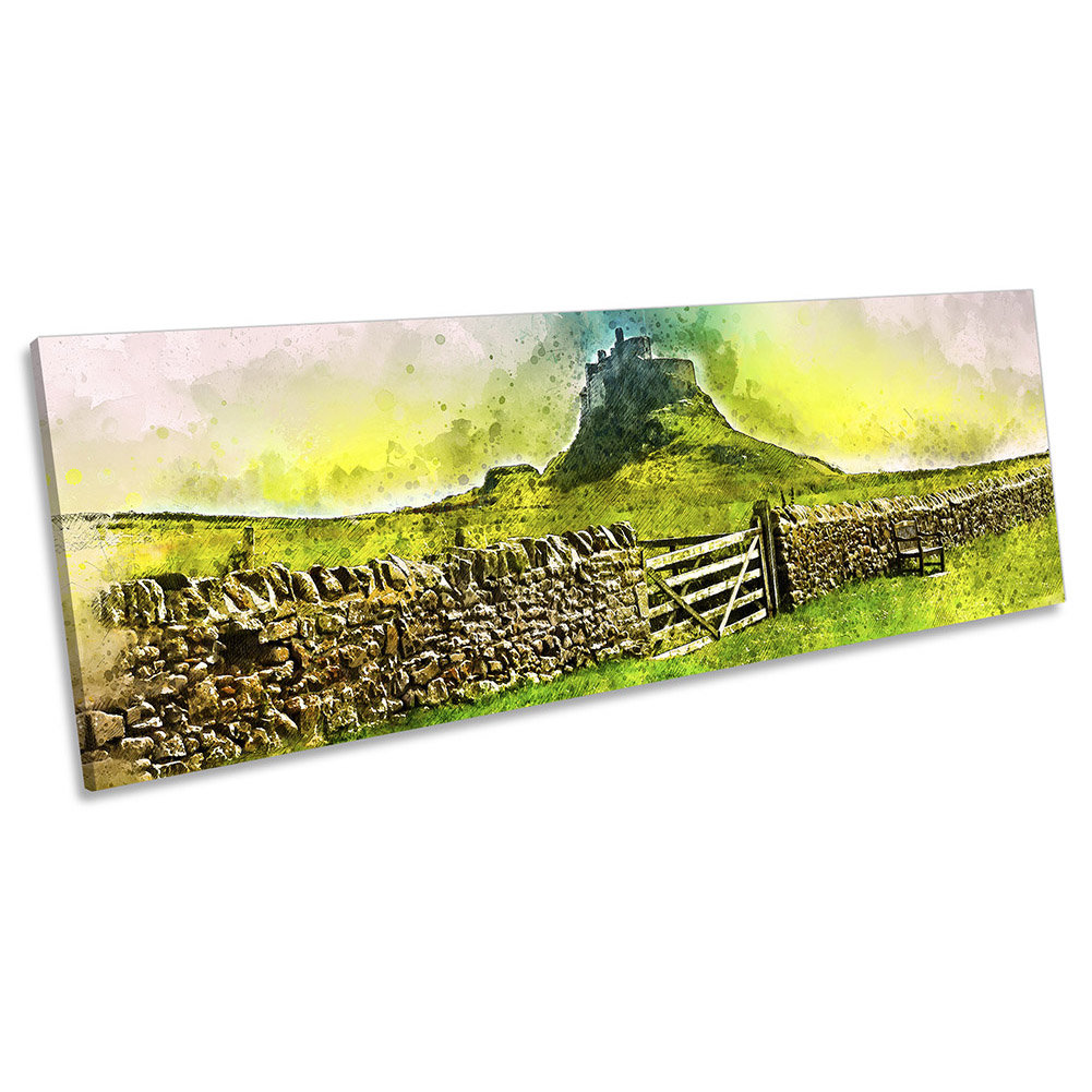 Holy Island Castle Northumberland - Wrapped Canvas Panoramic Print