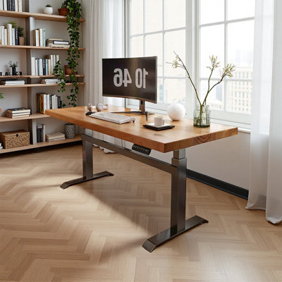 Bureau d'ordinateur à hauteur réglable en bois massif