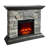 Iseminger 40" Freestanding Electric Fireplace, Faux‑Stone & Wood Mantel-Gray-448512913