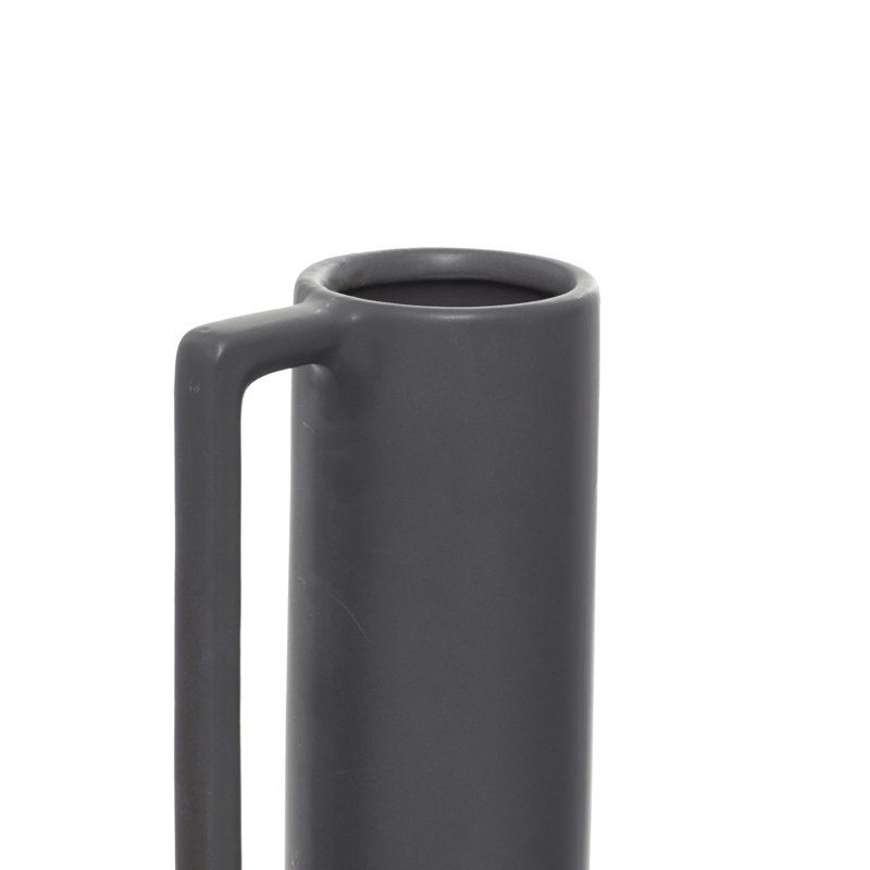 Vase en céramique Cosmoliving By Cosmopolitan, Gris foncé, H 17 po x l 18 po x P 6 po