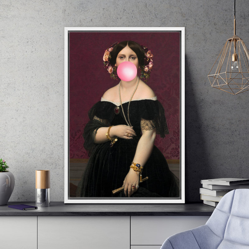 «Classic Woman Pink Bubblegum», Cadre flottant blanc, H 36 po x l 24 po