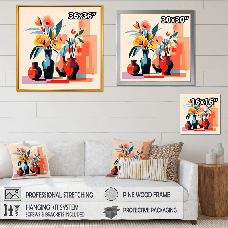 Bouquet de fleurs bohème Henri Matisse, H 36 po x l 36 po x P 1,5 po, Cadre simple blanc