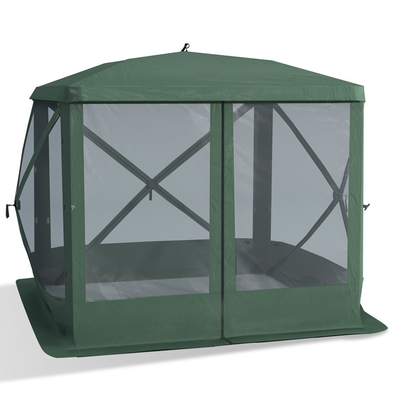 Outsunny Pop Up Camping Canopy Gazebo Screen Shelter Tent With Single Person Easy Set-Up, Ventilating Mesh, Portable Carry Bag For Outdoor Camping Party Event, 7X7ft, Green