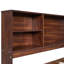 Lit capitaine pleine grandeur en bois avec tablettes de rangement intégrées, 4 tiroirs et 2 armoires, brun antique