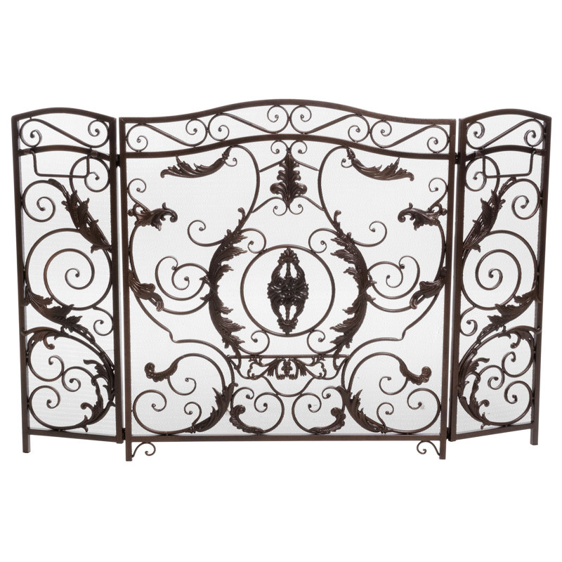 3 Panel Iron Fireplace Screen