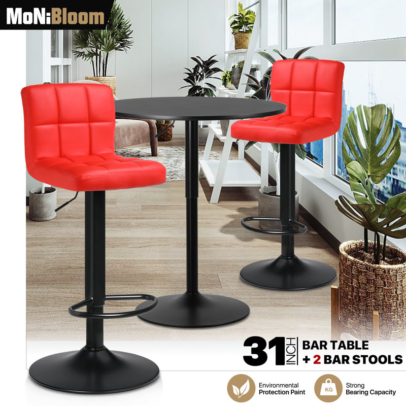 Laylan 2 - Person Pedestal Dining Set, Black, Red