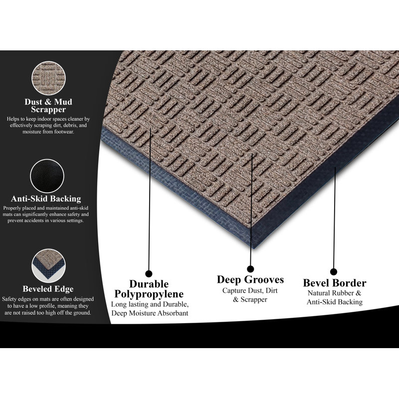 Odarius Indoor/Outdoor Non-Slip Polypropylene Doormat with Rubber Backing – Washable Welcome Mat for Entryway, Patio, Garage & Office
