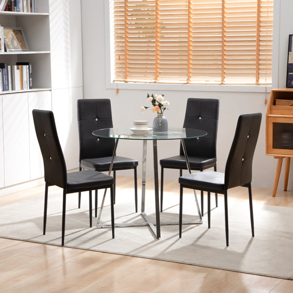 Ebern Designs Glass Top Dining Set & Reviews | Wayfair