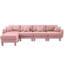 Canapé convertible en L rose à 4 places en tissu bouclé avec pieds en forme de coquillage, amovibles et cylindriques. Structure de sièges confortables pour le salon avec des espaces de confort de conception moderne-1184060139