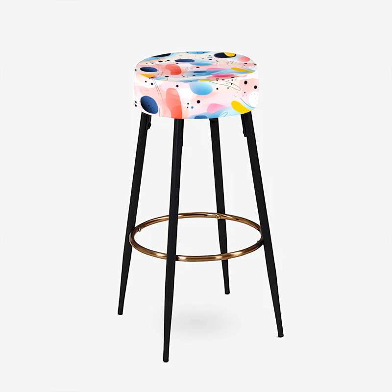 Ensemble de 2 tabourets de bar géométriques bleu et rose Mid-Century