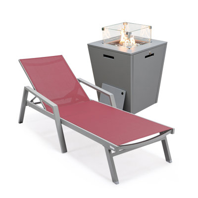 Outdoor Rust-Resistant Metal Chaise Lounge Set with Table