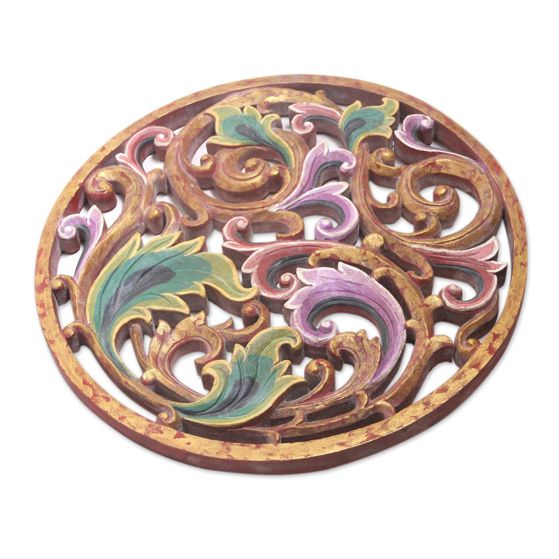 Handmade Traditional Plants & Flowers Wall Decor on Solid Wood