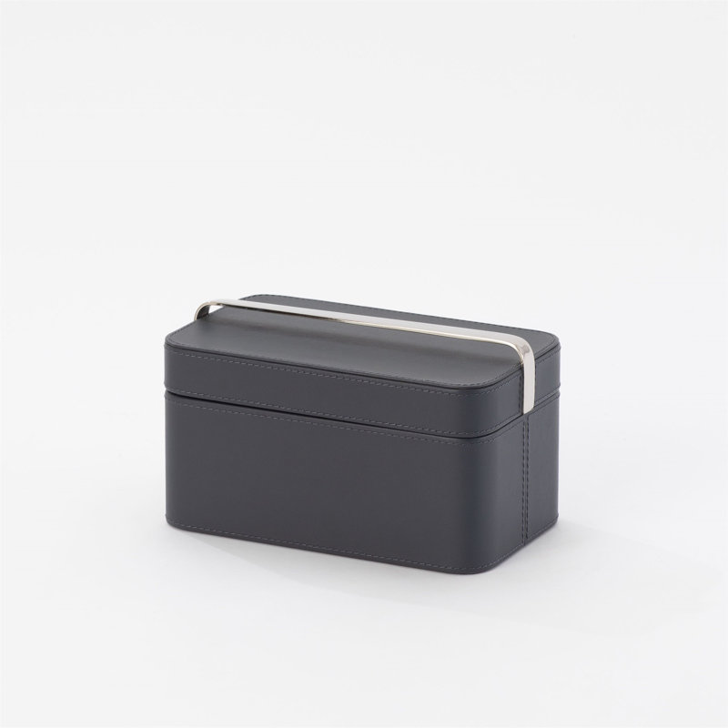 Boîte décorative en cuir , H 6 po x l 10,25 po x P 6 po, Noir