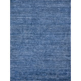 Plush Viscose/ Wool Area Rug in Dark Blue