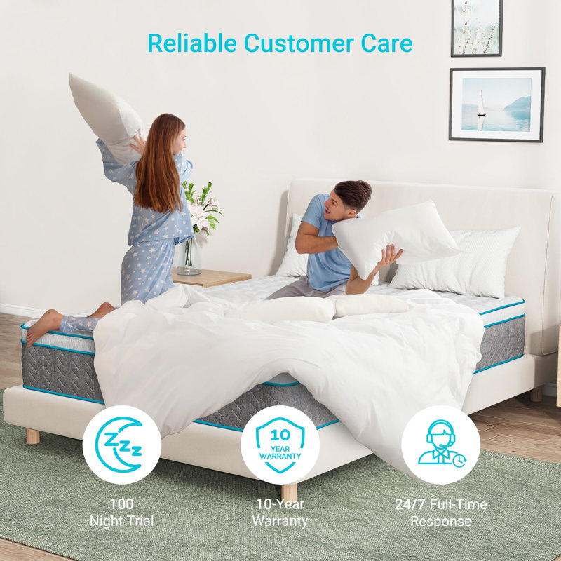 Matelas hybride en mousse viscoélastique rafraîchissante, Grand lit, 14"