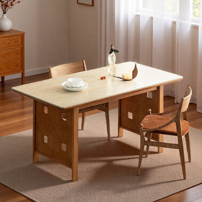 Rectangular Solid Wood Rock-Board Dining Table