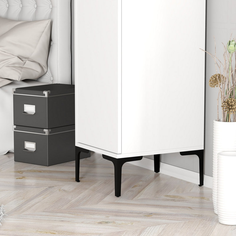 Berend 1 Door Manufactured Wood Wardrobe, White, 47.5cm H x 40cm W x 201.4cm D