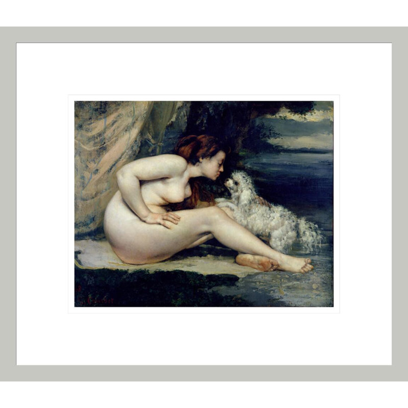 Reproduction de giclée encadrée, "Nu féminin avec un chien", 13,75 po H x 15,82 po L