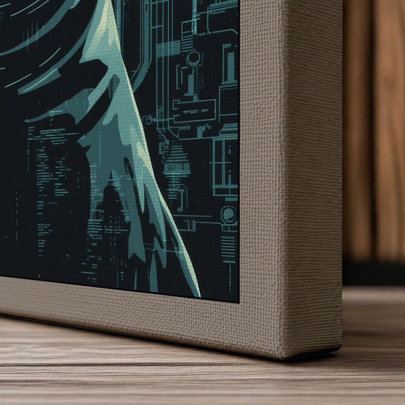 Seal in Circuits Modern 1 Piece Wrapped Canvas Wall Art, 24x16 - 61.0 x 40.6 cm, Taupe Border