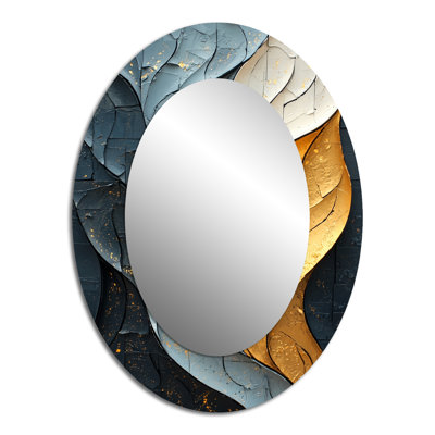 Miroir mural ovale gris doré
