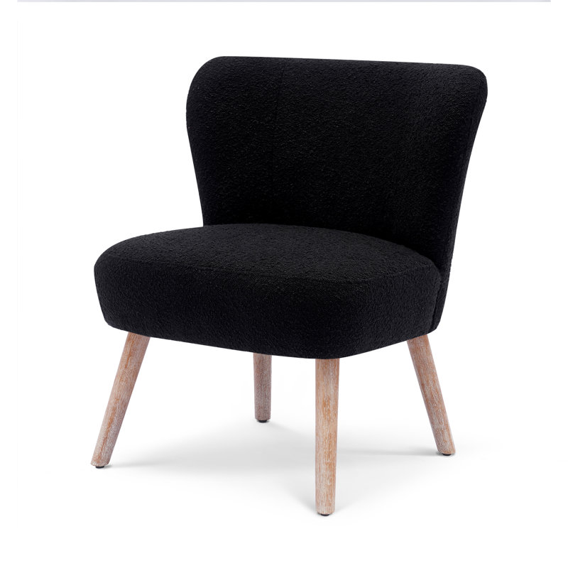 Fauteuil de chambre de 25,5 po Breann, Mélange de polyester noir