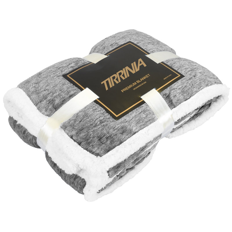 Catalonia Melange Dark Grey Reversible Sherpa Fleece Throw Blanket