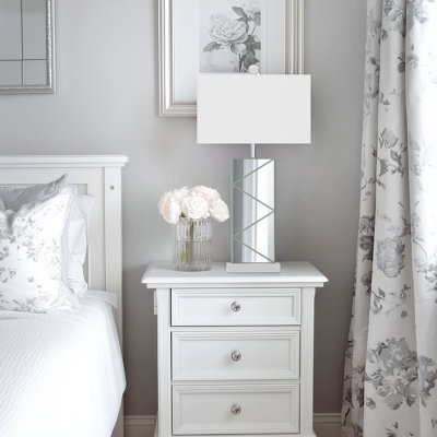 Silver Mirrored Bedside Table Lamps Set Of 2