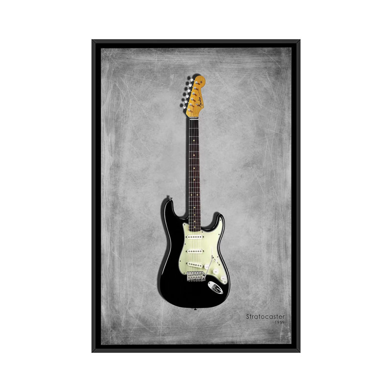 « garde-boue stratocaster 59 », impression sur toile tendue, H 26 po x l 18 po x P 1,5 po, Toile avec cadre noir
