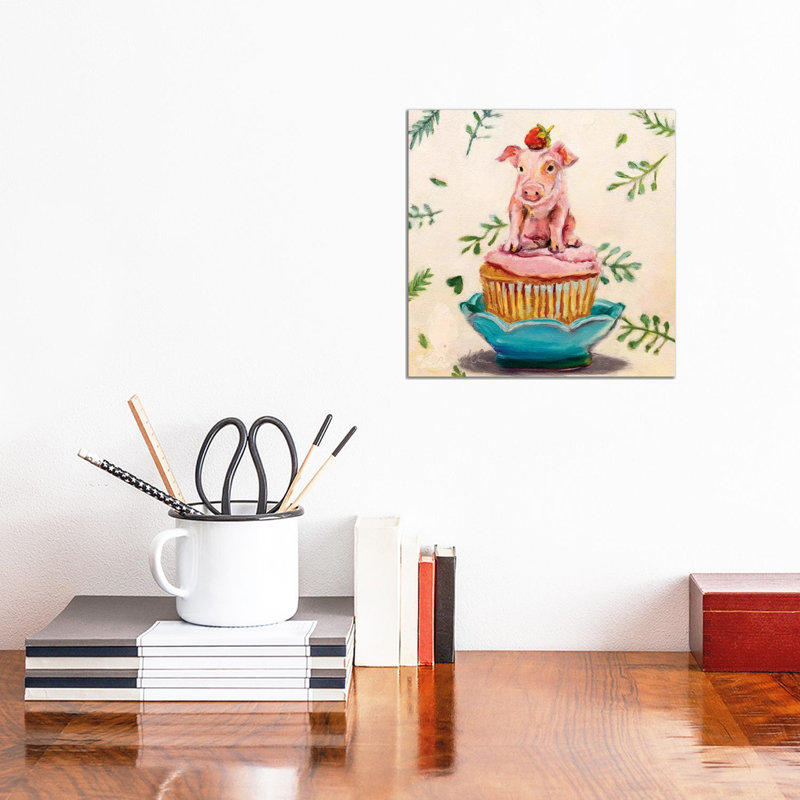 Berry Piglet Cake by Karen Weber - Wrapped Canvas Print, 30.48 cm H x 30.48 cm W