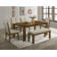 Ensemble de 2 chaises de salle à manger Liyo, structure en bois brun, assise en tissu beige