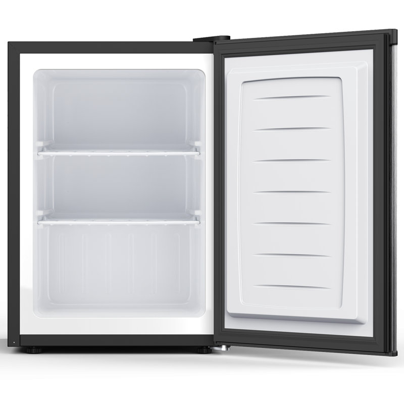  2.1 Cu.ft Ultra-Compact Upright Freezer - Reversible Single Door, Removable Shelves, Adjustable Thermostat, Black (Perfect for Home/Kitchen/Office)
