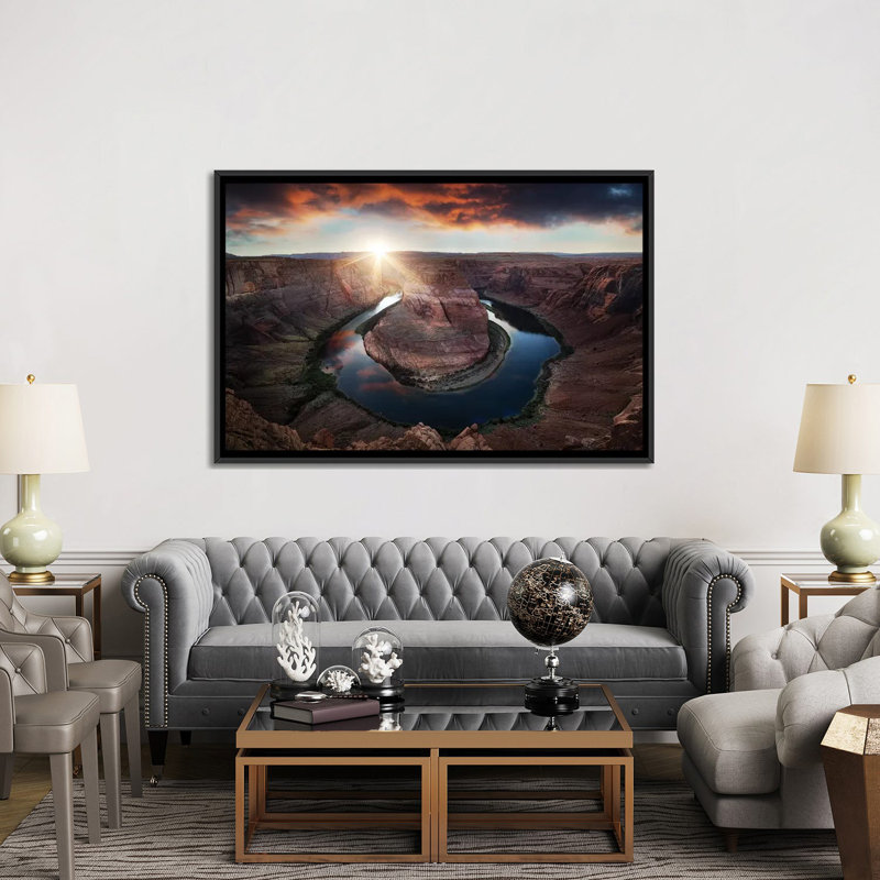 «Horseshoe Bend», reproduction de photo sur toile, H 40 po x l 60 po x P 1,5 po, Toile avec cadre noir, Pas de tapis