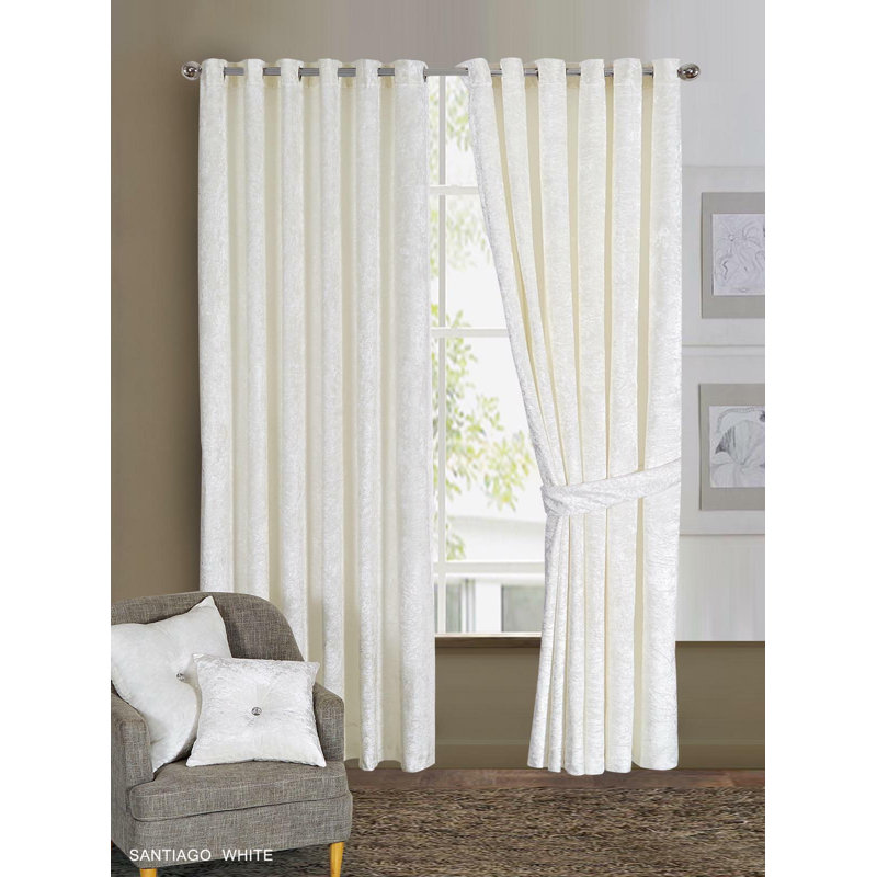 Daire Velvet Blackout Curtain Pair, White, 167 W x 137 D cm
