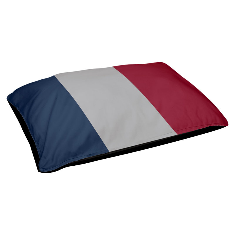 Coussin rectangulaire designer Tampa Bay, Grand (L 40 po x l 50 po), Bleu nuit polaire / argent / rouge
