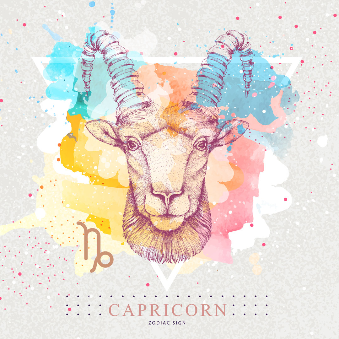 Witchcraft Card With Astrology Capricorn Zodiac Sign