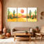 Cactus, paysage désertique avec cactus et soleil, ensemble de 3 impressions sur toile-491912543