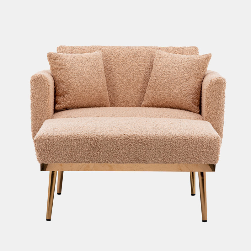 Chaise longue capitonnée de 62,2 po Hinderike, Combinaison chameau