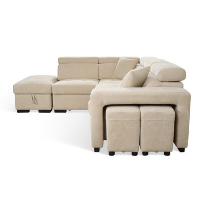 Corner Sofabed with Storage and Ottomans Amelia
