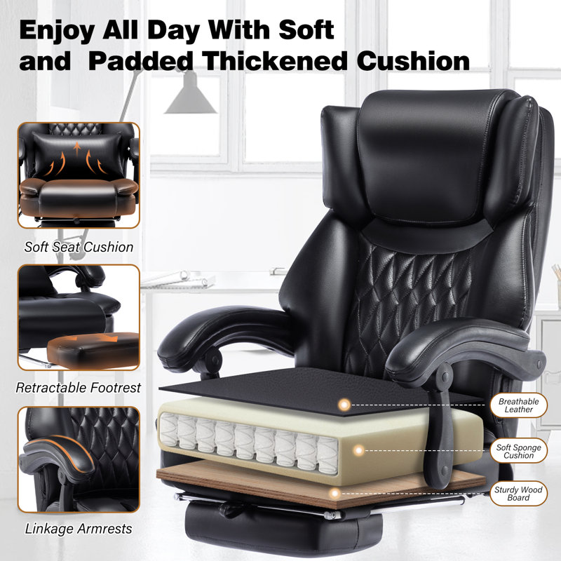 High Back Ergonomic Office Chair With Adjustable Armrest And  Adjustable Lumbar Support, Black
