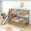 Lit superposé simple au-dessus de 2 tiroirs en bois avec escalier de rangement et glissière-1527764974