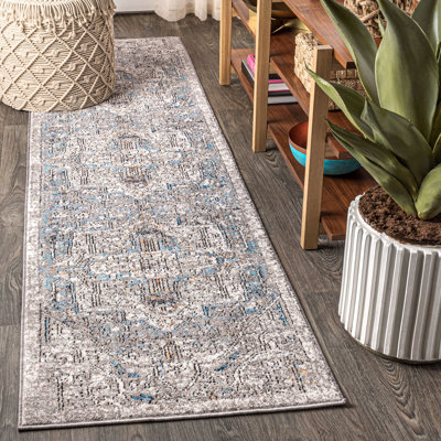 Tapis gris / moutarde / turquoise Stitt Vintage Medallion