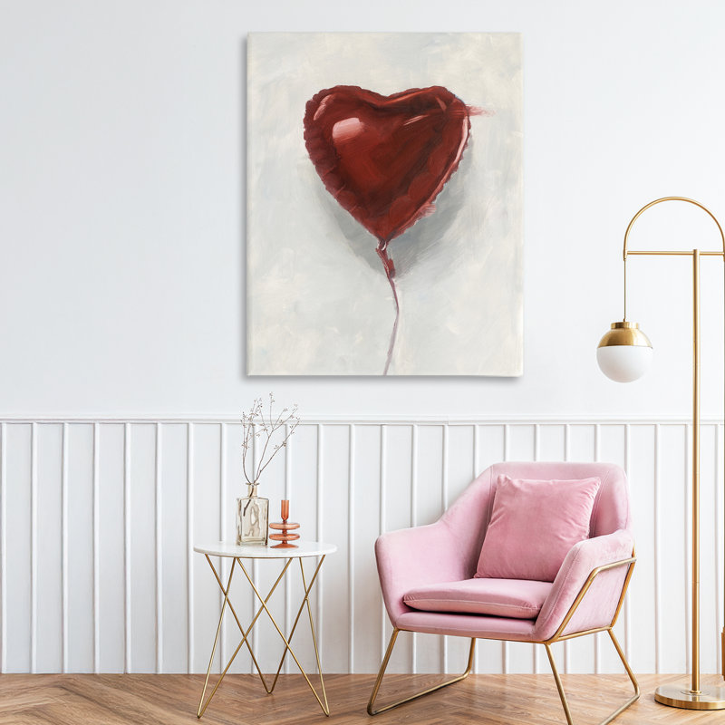 Toile en forme de cœur avec ballon, design par Ethan Harper, H 30 po x l 24 po