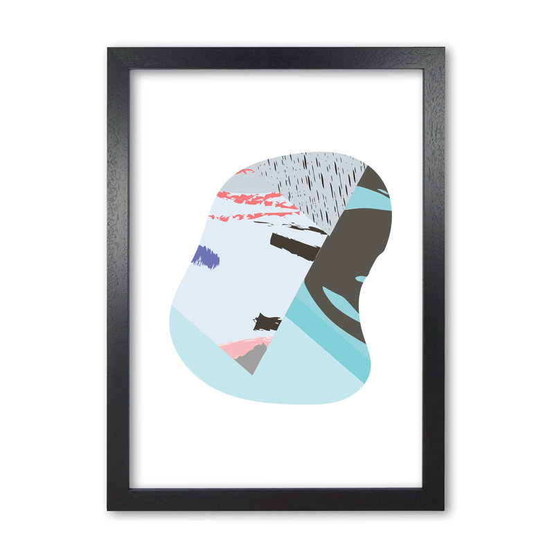 Teal Abstract Patterns Shape - Print, Black Grain Frame, 60 cm H x 42 cm W x 5 cm D