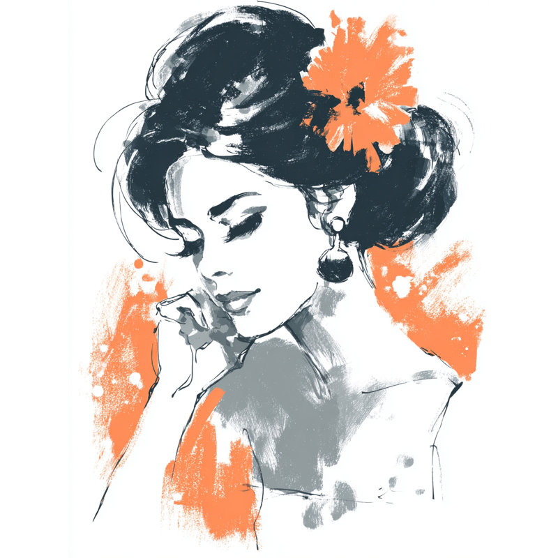 Art mural orange sur toile orange, H 24 po x l 16 po
