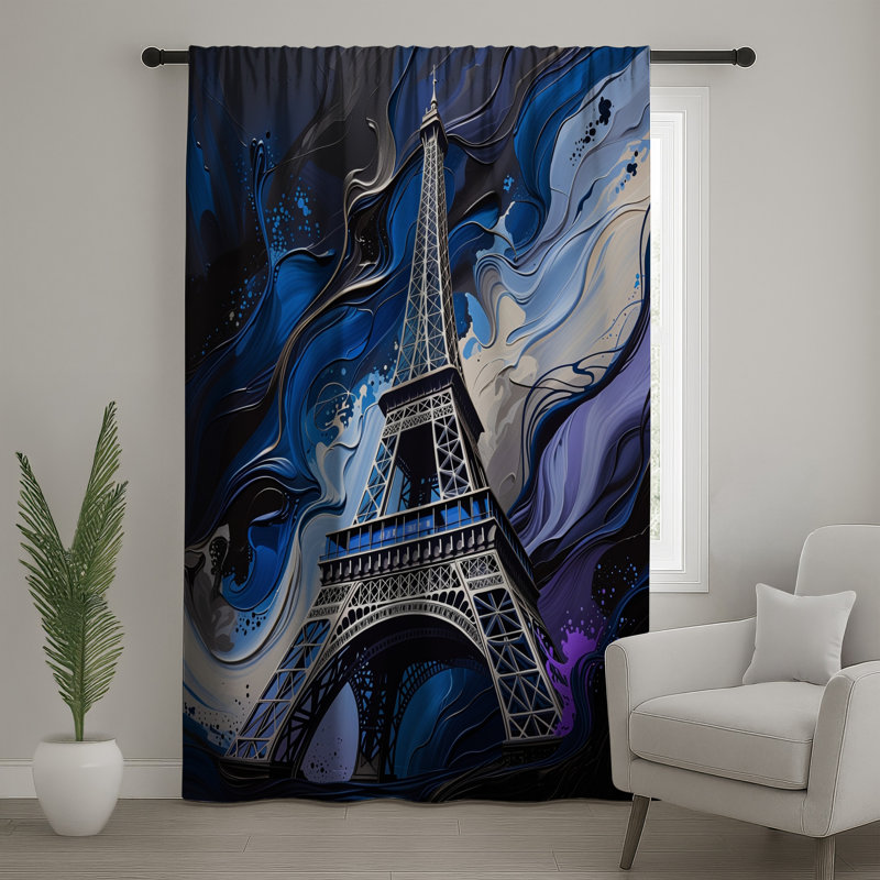 Rideaux de fenêtre Eiffel, voilages et rideaux occultant - 1 panneau, 50 po x 92 po - 1 panneau, Transparent