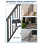 Ensemble de 1 rampe d'escalier réglable en fer forgé à 3 marches avec balustres, noir