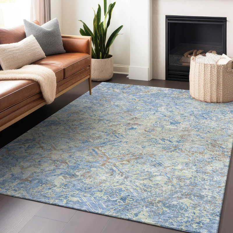 Premium Machine Washable Prisco Sky Rug, Rectangle 8' x 10'